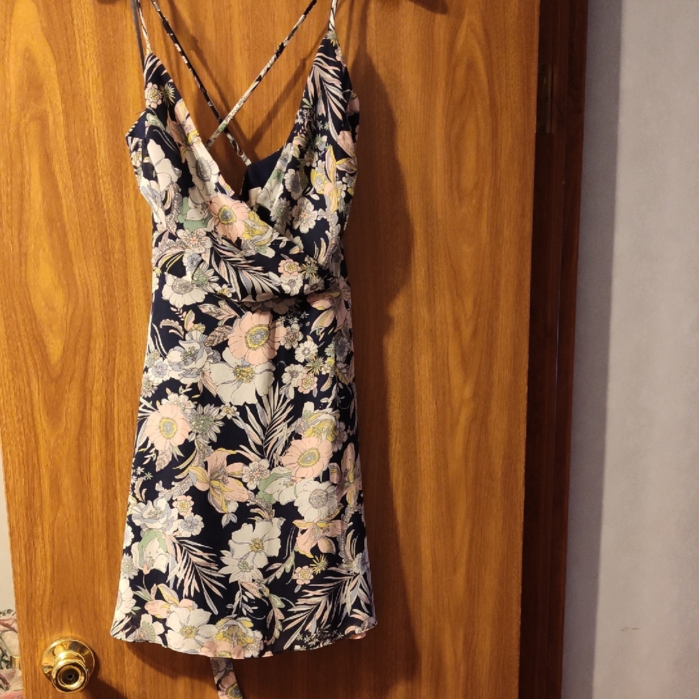 Signature Floral Mini Dress in Navy and Pastel